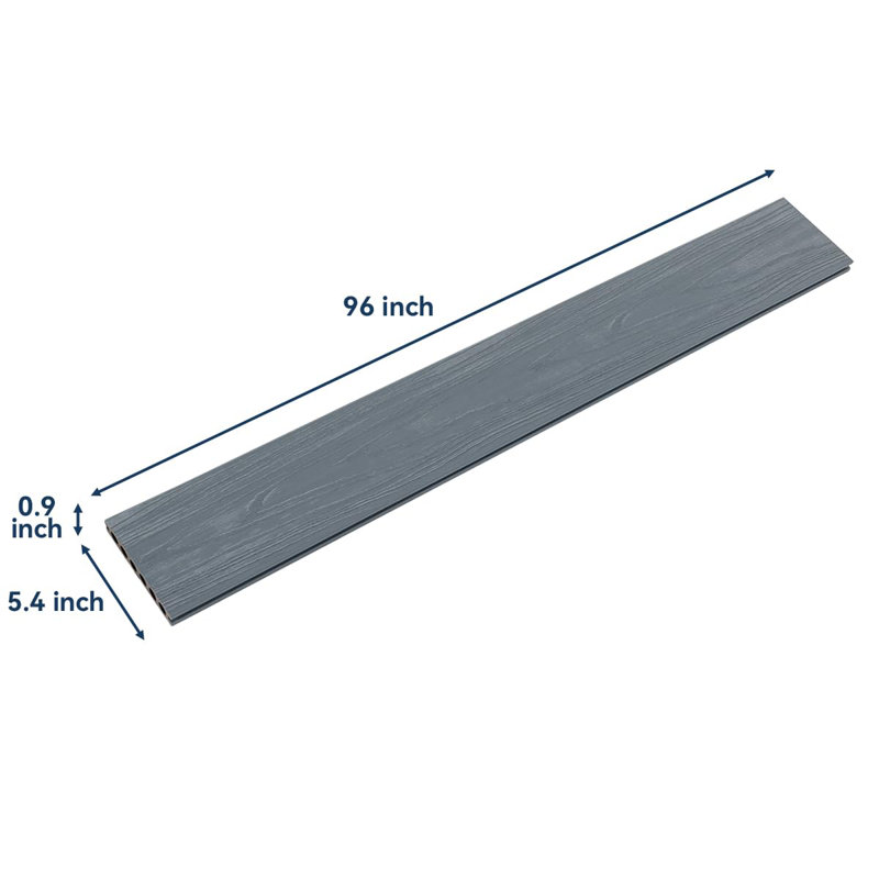Planches d'extérieur en composite 96 "x 5,4" (3 pièces) -Inclut les accessoires d'installation, Gris