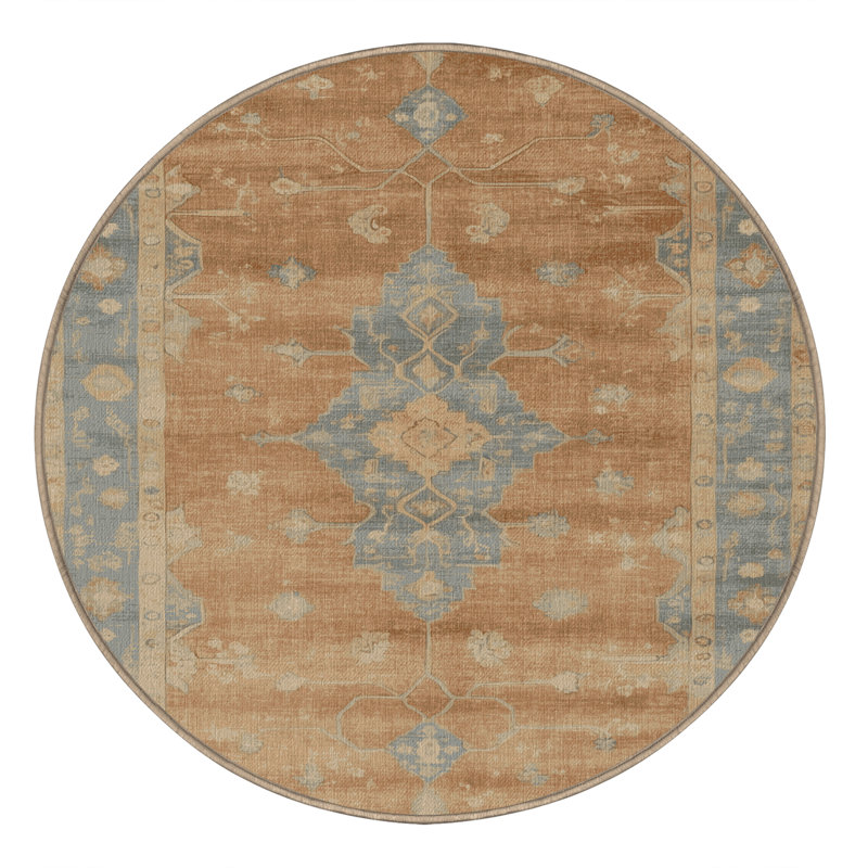 Tapis brun lavable à la machine, Rond 4 pi