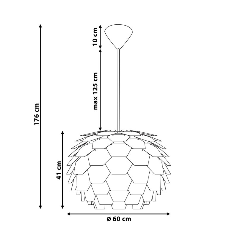 Jes 1 - Light Pink Single Pendant, 41cm H x 60cm W x 60cm D