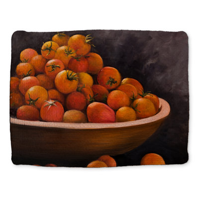 Napperon brun en polyester tressé - Bol de tomates cerises