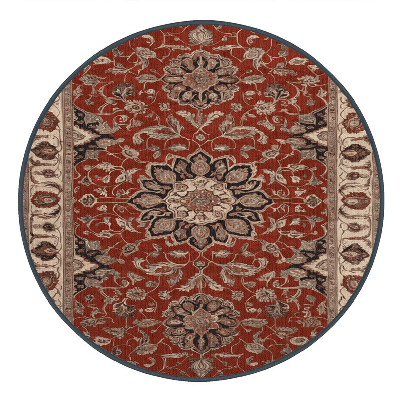 Tapis brun lavable à la machine, Rond 8 pi