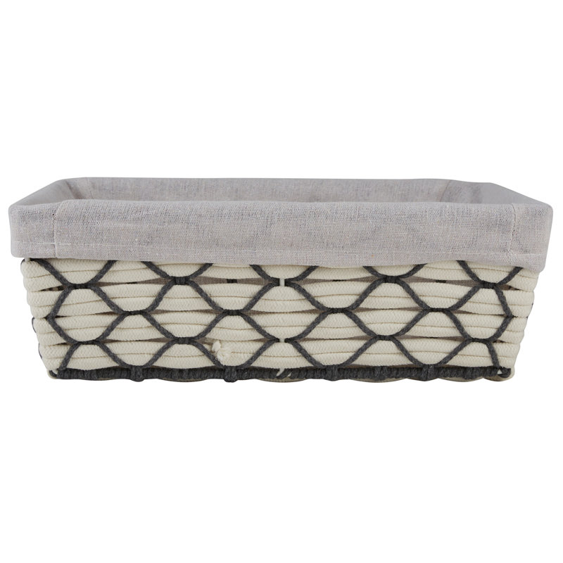  Large Shelf Woven Tote In White, 4.92" H x 12.99" W x 14.96" D
