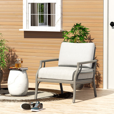 Lamando Patio Aluminum Club Chair Lounge Chair With Olefin Cushions