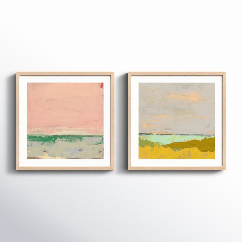 Provenve 1 & 2 by Andrea Stokes - 2 Piece Single Picture Frame Print, 16" H x 16" W x 1.25" D, Maple Framed Paper