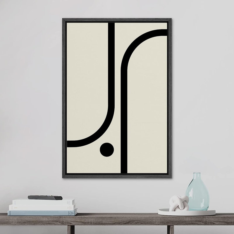 «Geometric Minimal Line Duotone Polygon Collage», reproduction sur toile flottante, H 24 po x l 16 po x P 1,5 po, Cadre noir