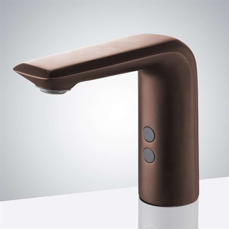 Robinet sans contact à capteur d'huile bronze huilé - Robinet de lavabo automatique commercial monté sur le pont avec activation infrarouge