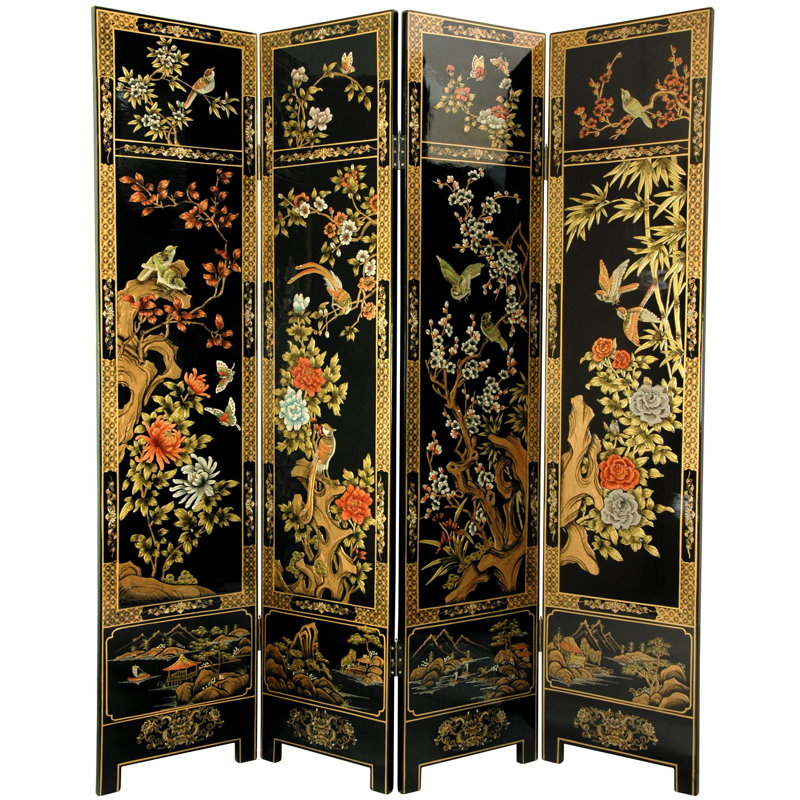 72" x 64" Four Seasons Flowers 4 Panel Room Divider