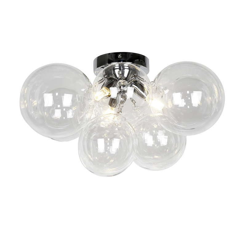 Marigny Glass Flush Mount, Clear, Polished Chrome