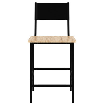 Tabouret à hauteur de comptoir noir avec attrait moderne, assise confortable, siège rustique, convenant à la famille dans une salle à manger