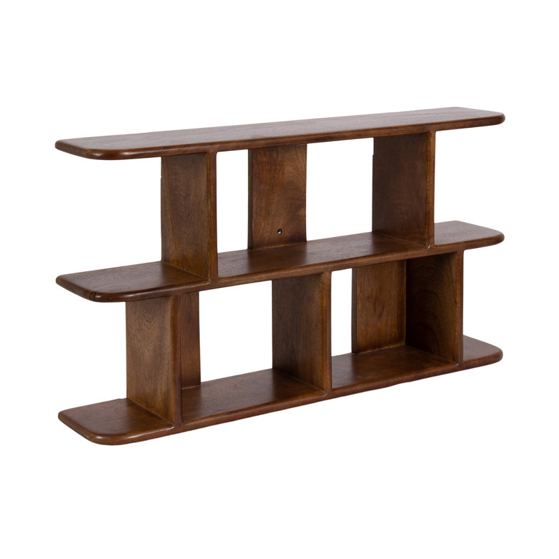 Fayette Tiered Storage Wood Wall Shelf, Dark Brown Wood
