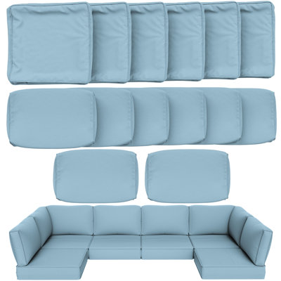 Cartert 14 Pcs Outdoor Cushion Cover Set For 4" Outdoor Cushions Patio Furniture Cushion Covers, Covers Only