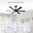 Cissline 48" Black 6-Blade Ceiling Fan No Light with Aluminum Blades, Remote Control for Medium Room