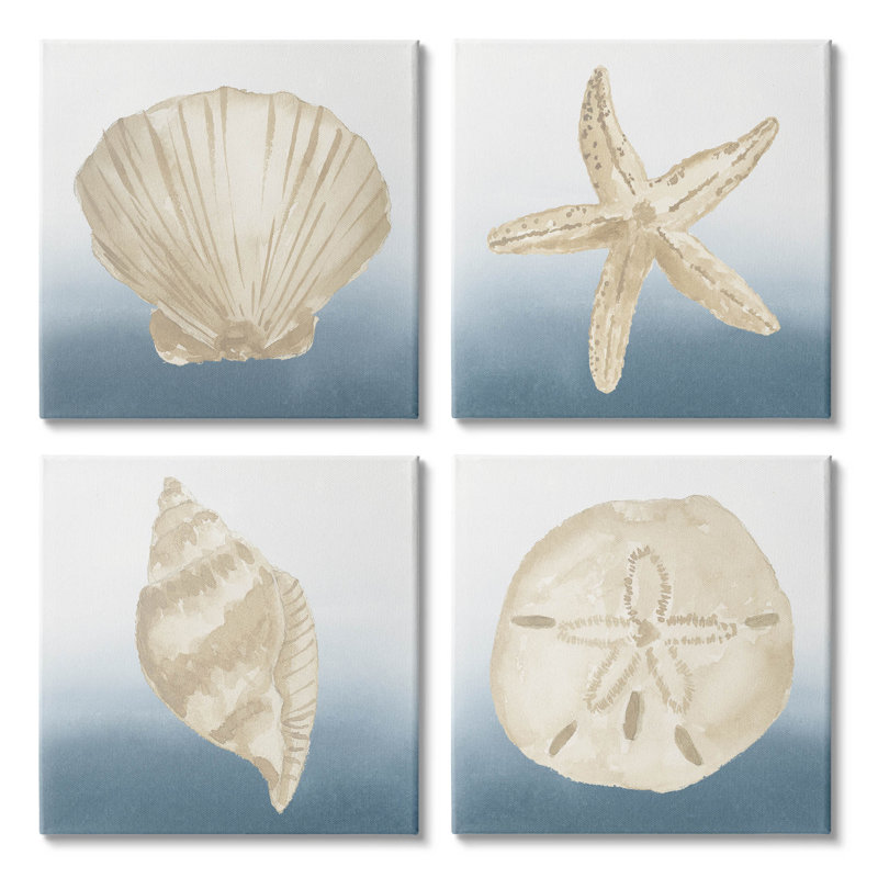 «Marine Seashells Ocean Beach Life», ensemble d'art mural sur toile par Lucille Price