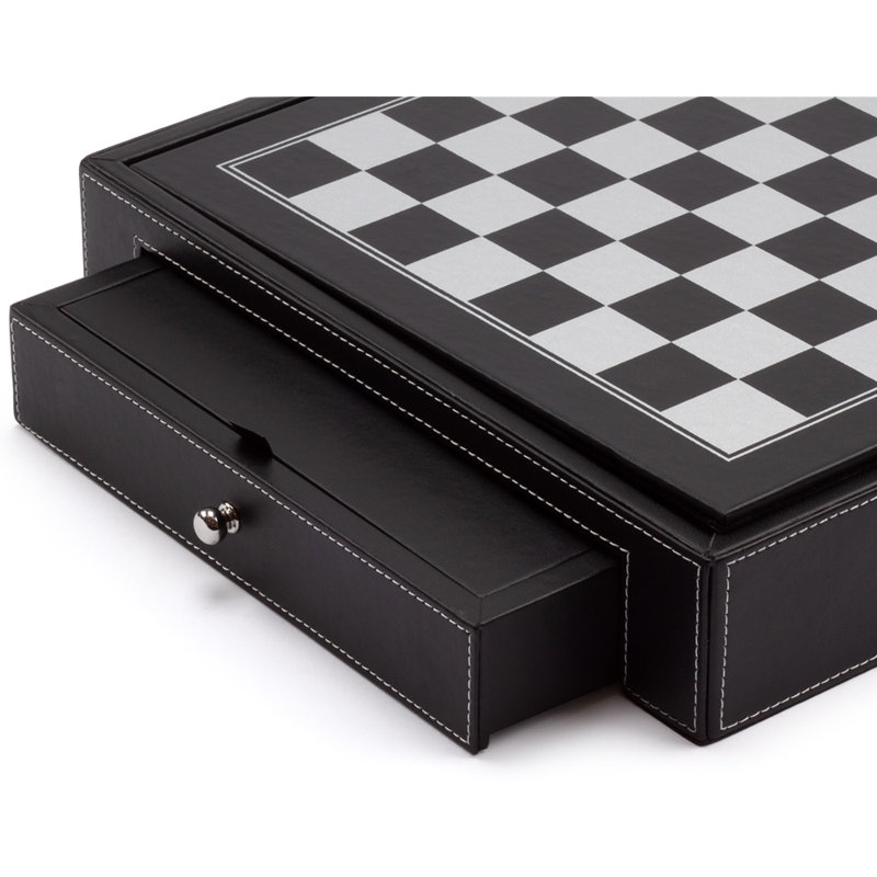 Ensemble de jeu d'échecs, de dames et de backgammon en cuir 5 en 1
