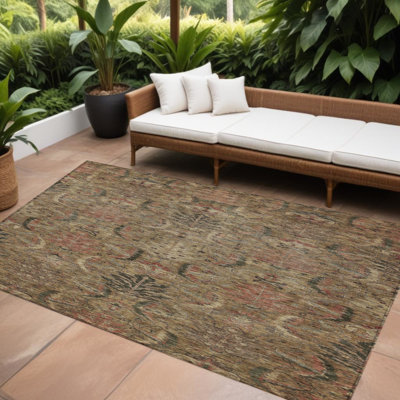 Tapis damassé intérieur brun 8 pi x 10 pi