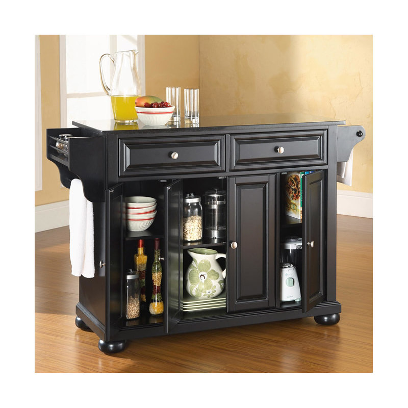 Monty Granite Top Kitchen Island, Black