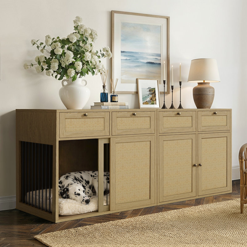 Ensemble de meubles de caisse pour chien de ferme 2 pièces avec armoire de rangement Gianna, Chêne, Porte coulissante gauche