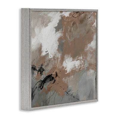 Brown & Grey Brushwork Framed Giclee, design by Ruth Fromstein