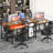 Rectangle Double Computer Desk with LED Strip and Power Outlet-1706814968