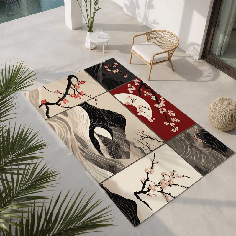 Tapis intérieur et extérieur Sunset Blossom, Rectangle 1 pi 6 po x 2 pi 6 po