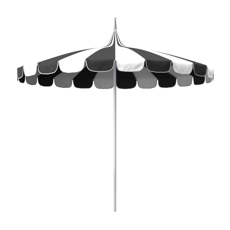 Ayman 8.5' Sunbrella® Two-Tone Pagoda Umbrella, Canvas Black Sunbrella® Canvas