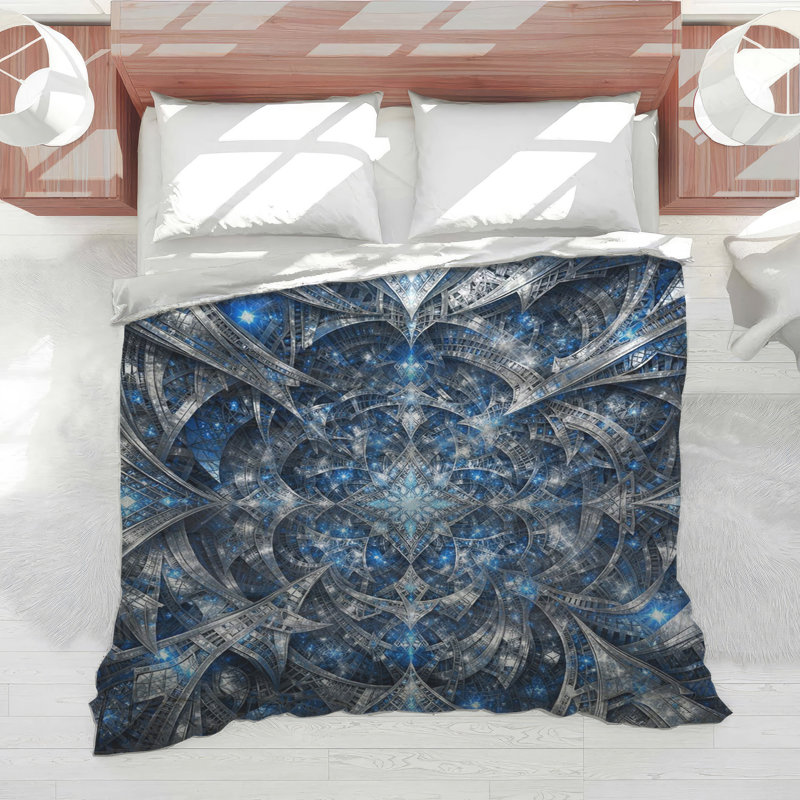 Édredon Intricate Blue Fractal Art, Simple extra long