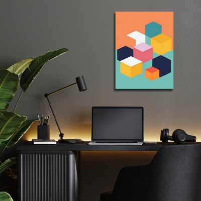 Art mural en verre Ivy Bronx «Cubes» par Andreas Magnusson