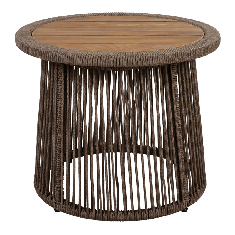 Table d'appoint Arbora Modern Coastal Conical, Teak Top/Brown Base