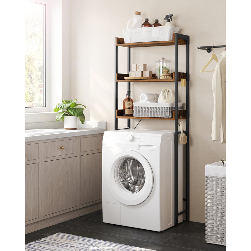 Mistry Freestanding Over The Toilet Storage, Rustic Brown/Black