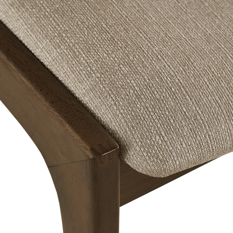 Skovde Modern Scandinavian Wood Finish Dining Chair - Beige Fabric, Walnut Veneer