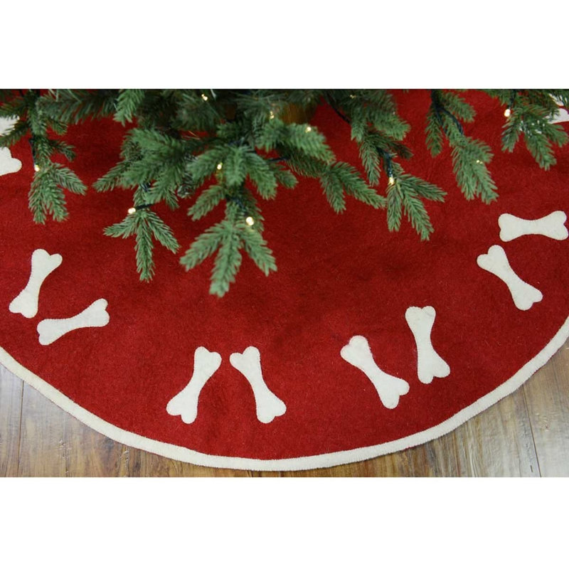 Felt Tree Skirt with Dog Bone Accents, 60" W