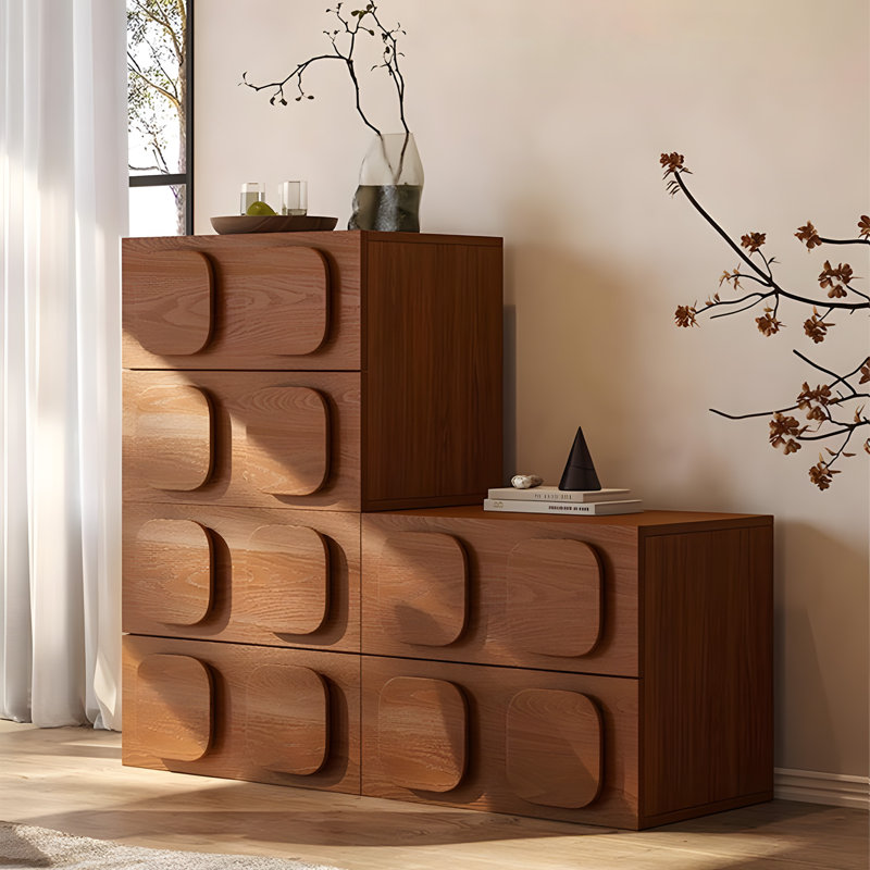 Modern Combination TV Cabinet, One-Piece, Brown
