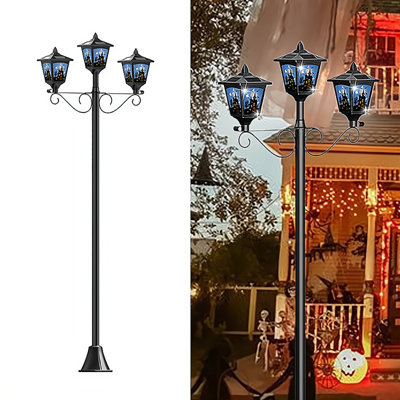 Lampadaire solaire 72 po à 72 lumières pour l'extérieur, rétro-éclairage à DEL avec capteur Dusk To Dawn