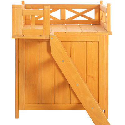 Natural Wood Outdoor Cat Shelter: With 6 Platforms, 2 Bridges, Scratching Posts, Sleeping Houses & Included Wooden Hut Habitat: Weather Protected Long Shed