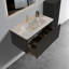 U058-Etna36w-308 Meuble-lavabo flottant rayé noir brossé 36 po avec lavabo en céramique Etna, pré-assemblé