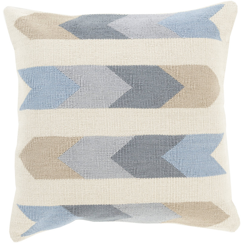 Kilim Geometric Cotton Reversible Pillow Cover, 22" H x 22" W x 0.25" D, Gray\Neutral