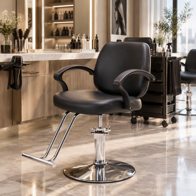Fauteuil de coiffeur pour coiffeur, fauteuil de coiffeur, fauteuil de coiffeur hydraulique professionnel, fauteuil pivotant à 360 degrés noir