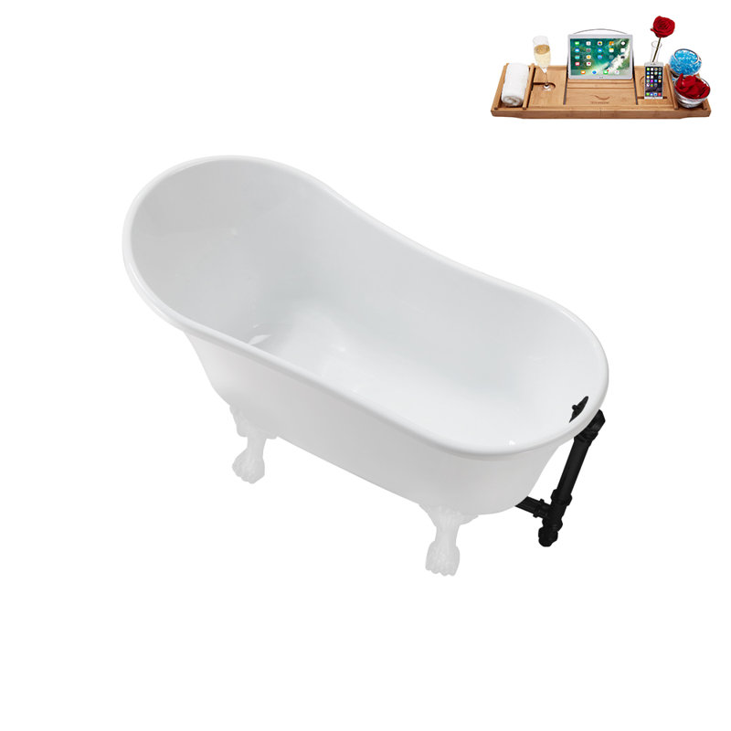 51.2'' x 25.6'' Soaking Acrylic Bathtub, Glossy White, Matte Black
