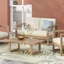 Ensemble de causeuse et table basse d'extérieur en bois d'acacia avec coussins-357866202