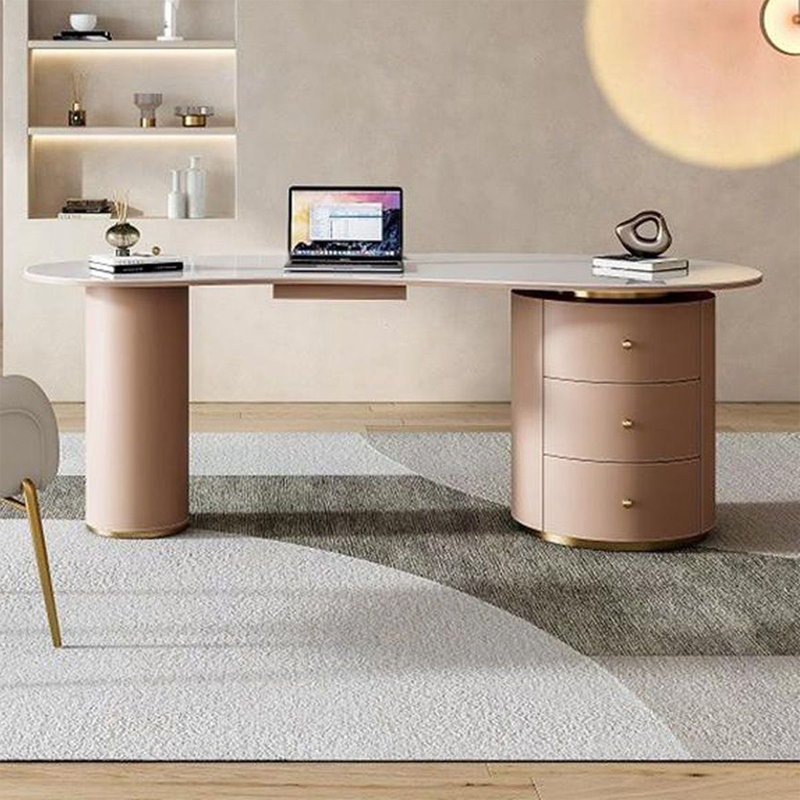 Bureau de direction avec tiroirs blanc et brun, H 29,53 po x l 78,74 po x P 27,56 po