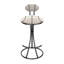 Ensemble de 2 tabourets de bar rembourrés avec tabourets de bar à hauteur de comptoir en velours moderne pour îlot de cuisine, salon (noir et rayé)-426016809