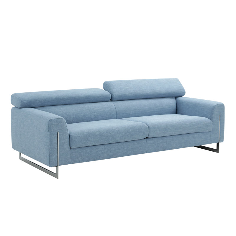 Serena Upholstered 92.16'' Sofa, Blue Polyester Blend