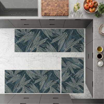 Tropical Leaves Non-Slip Washable Kitchen Mats