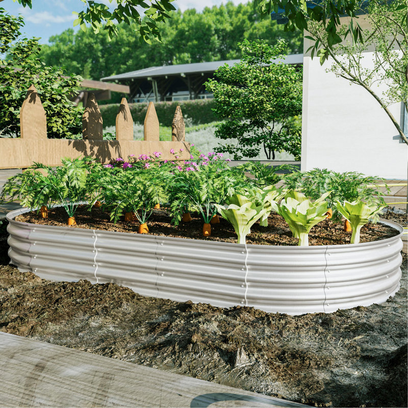 2Pcs 8X4x1ft Raised Garden Bed Kit, Galvanized Planter Raised Garden Beds For Outdoor For Vegetables,Flowers &Herbs, Heavy Duty, Rust-Resistant, Easy Assembly