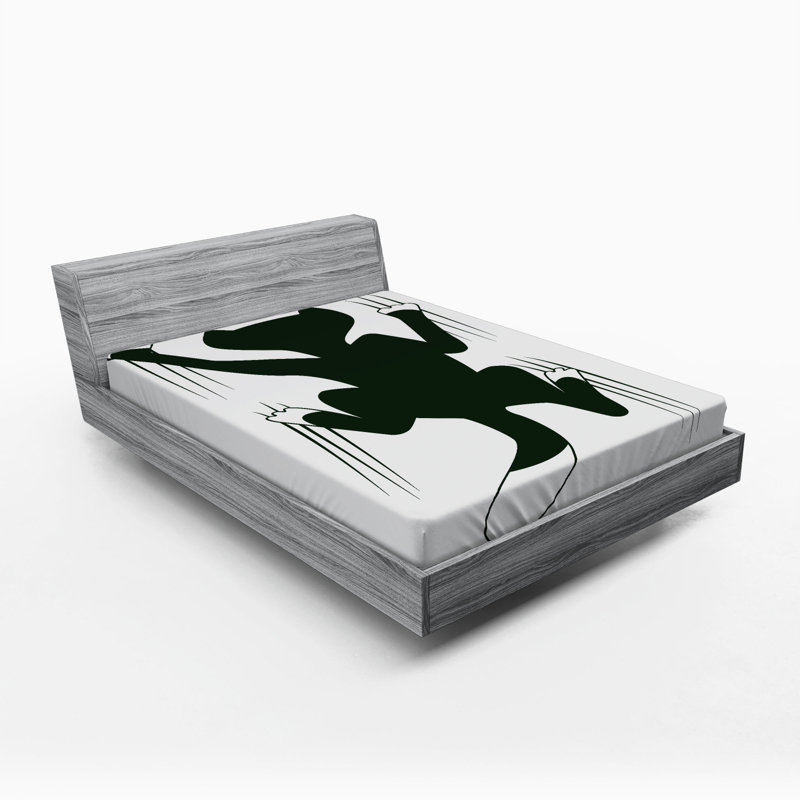 Microfiber Fitted Sheet, Full Fitted Sheet, Black/White Cat 3