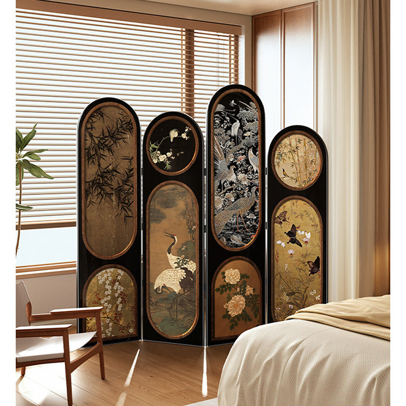 Paravent de salon arqué en porcelaine Mid-Century, Black