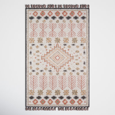 Anine Southwestern Handmade Looped Wool Pink/Beige Area Rug