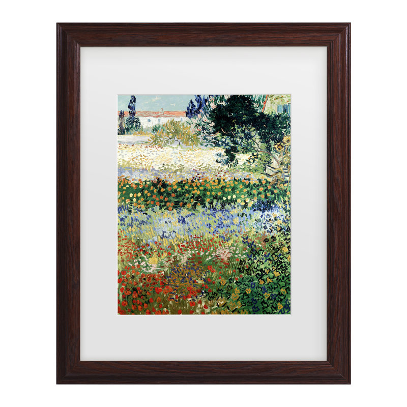 Art mural encadré - Décoration murale «Garden in Bloom» par Vincent Van Gogh, 22.75" H x 18.75" W, Encadrement brun