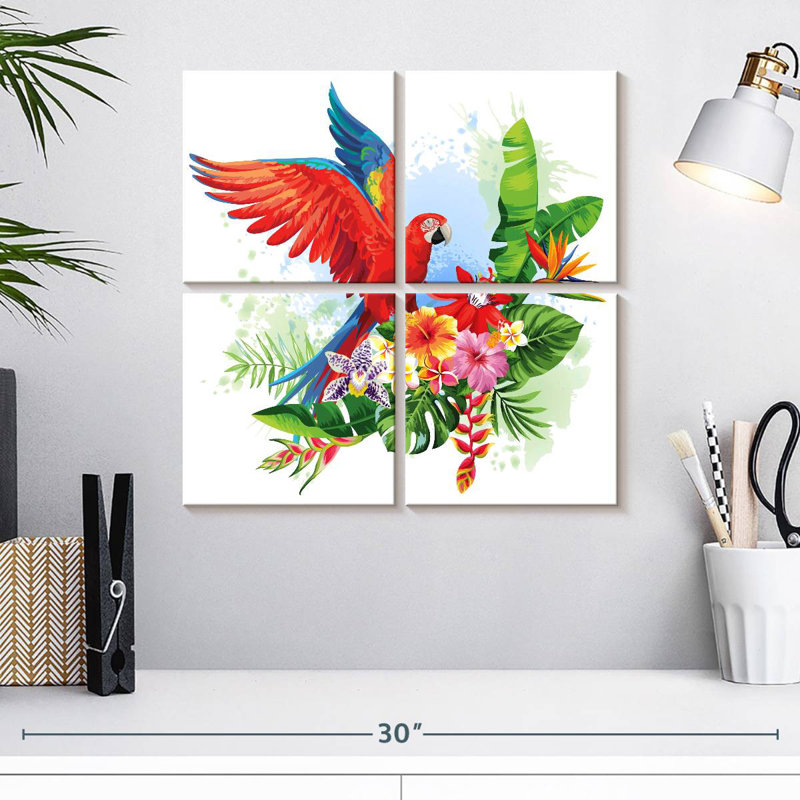 Perroquet floral Brampt, H 18 po x l 18 po