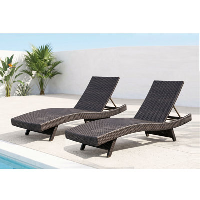Ensemble de 2 chaises longues d'extérieur luxueuses en résine